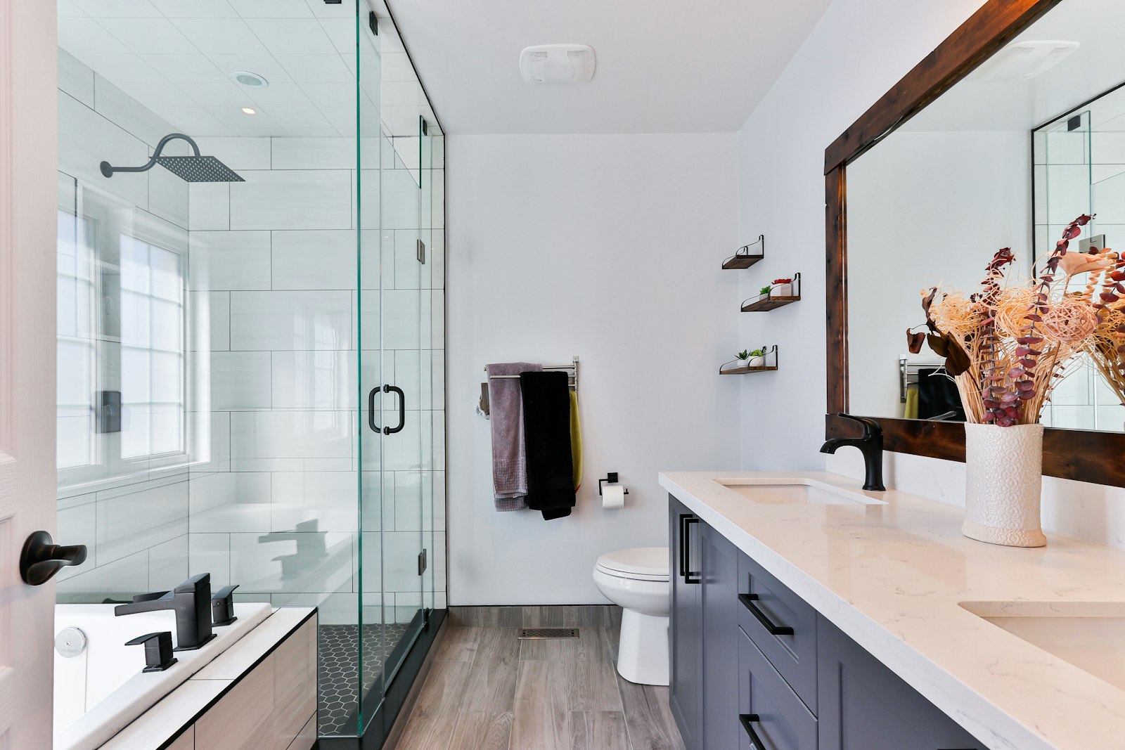 Clean modern kitchen faucet with clear running water
